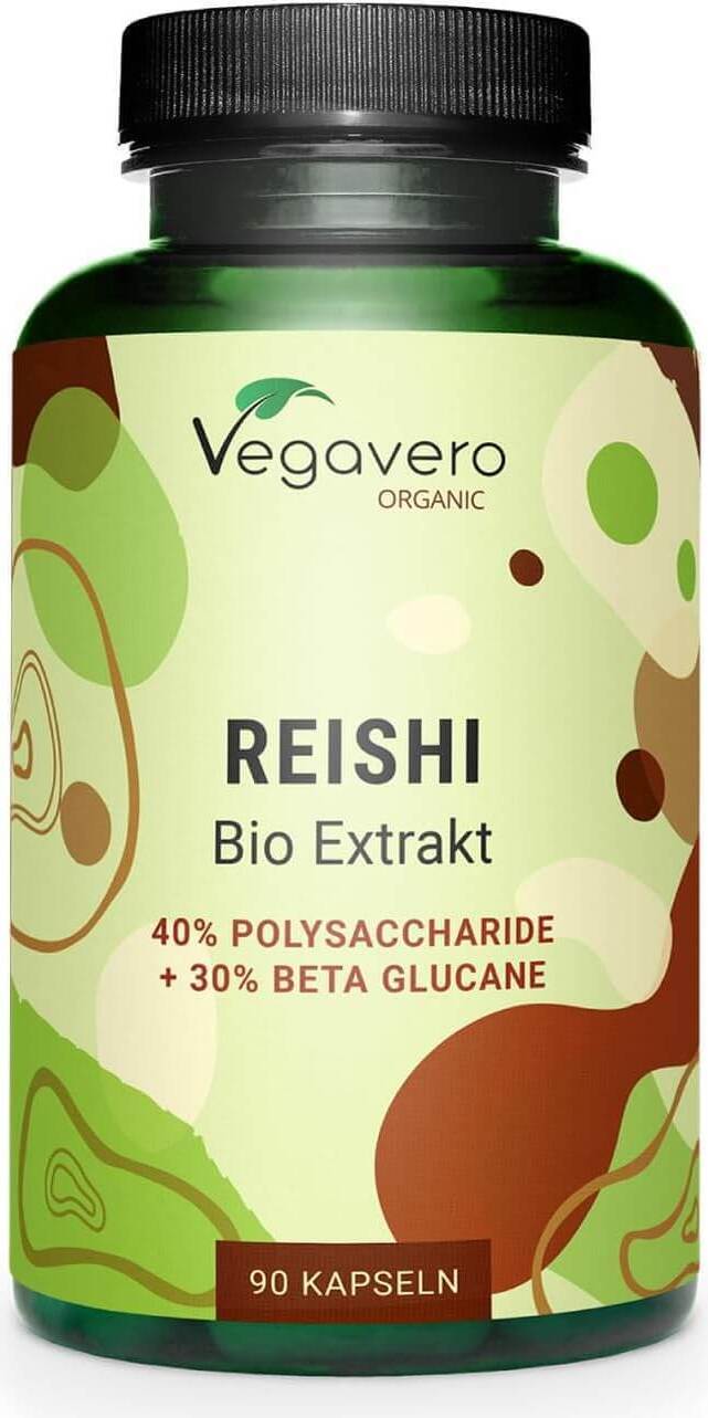 Vegavero Reishi Extrakt | 90 Kapseln | 600 mg pro Kapsel | 40% Polysaccharide | 30% Beta-Glucane | vegan X0014247Y1