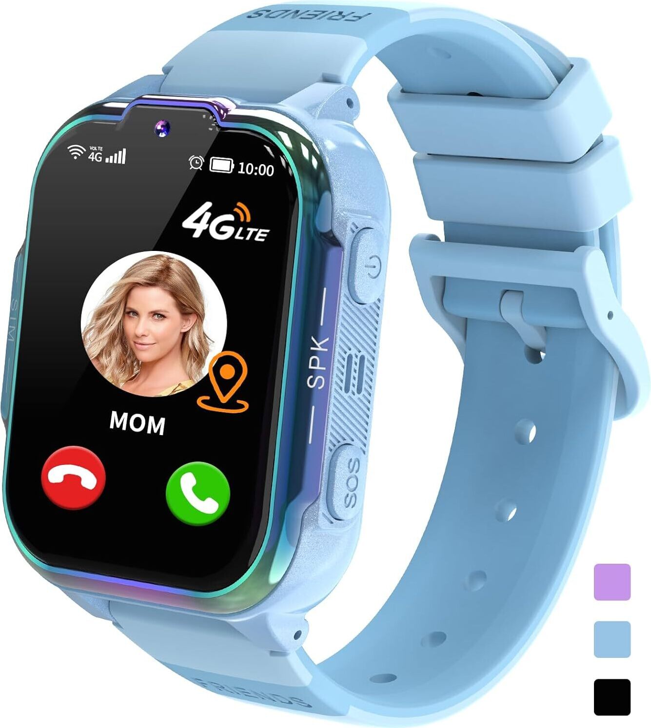 4G Smartwatch Für Kinder Mit GPS, Telefon & SOS-Funktion – Mit SIM-Karten-Slot, Kamera, Schulmodus (Schwarz)