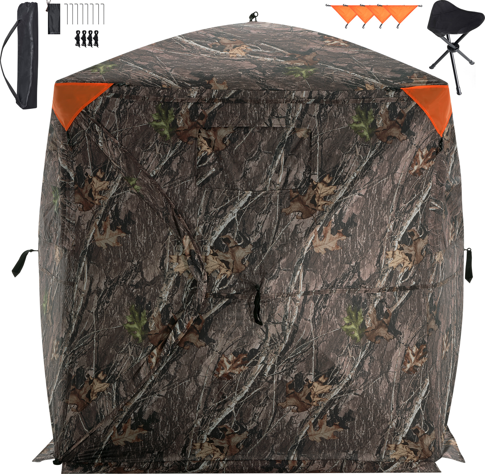 SucceBuy 270° durchsichtige Jagdblende, 2-3 Personen-Pop-Up-Hirschblende mit Tragetasche, tragbares Zelt, Einwegnetz für die Truthahn- und Hirschjagd, Camouflage-Stoff