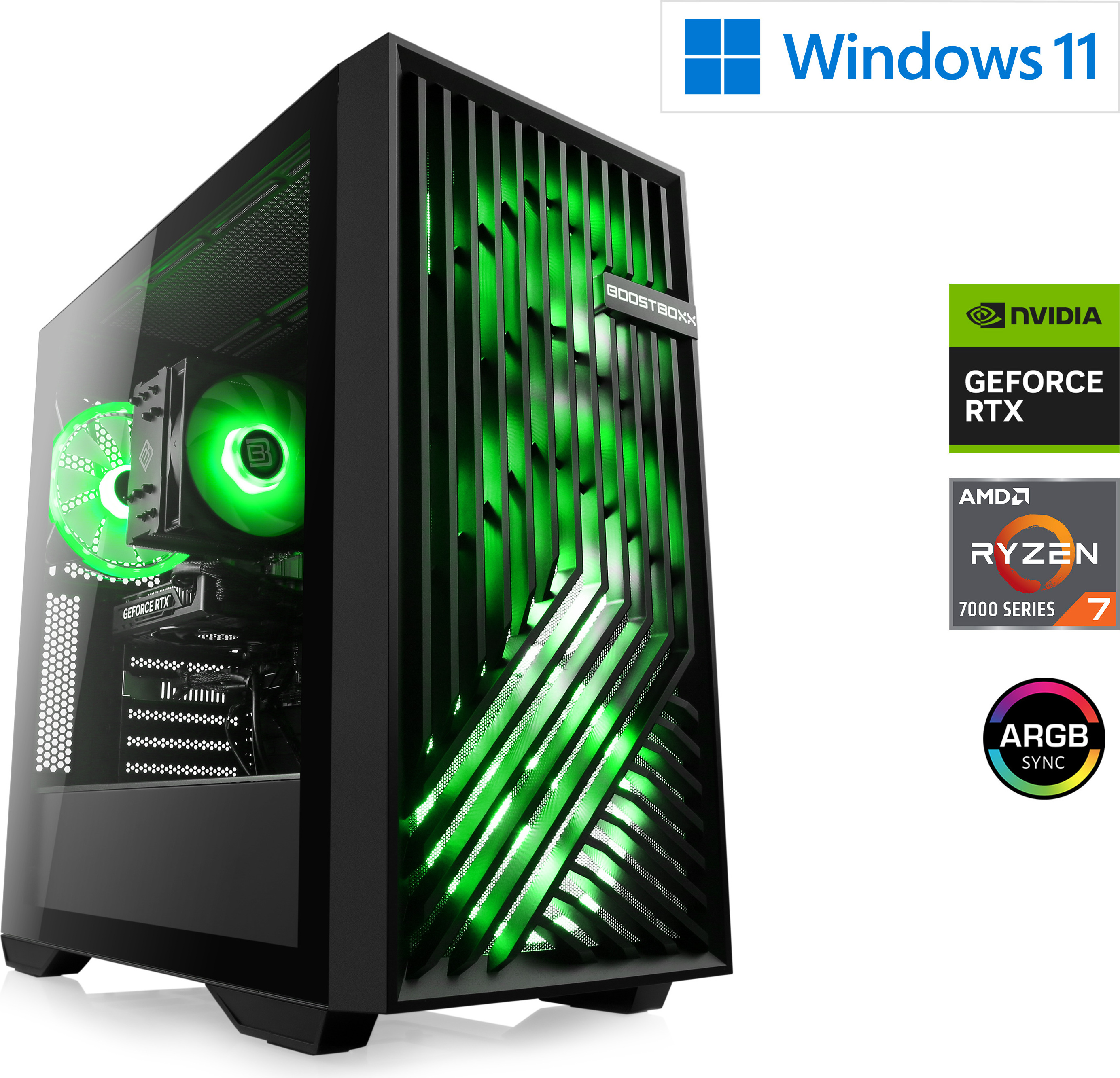 Gaming PC AMD Ryzen 7 7700, 3800 MHz, GeForce RTX 4060, 16 GB DDR5-RAM, 1000 GB M.2 SSD, Windows 11, USB 3.2 | M10950H