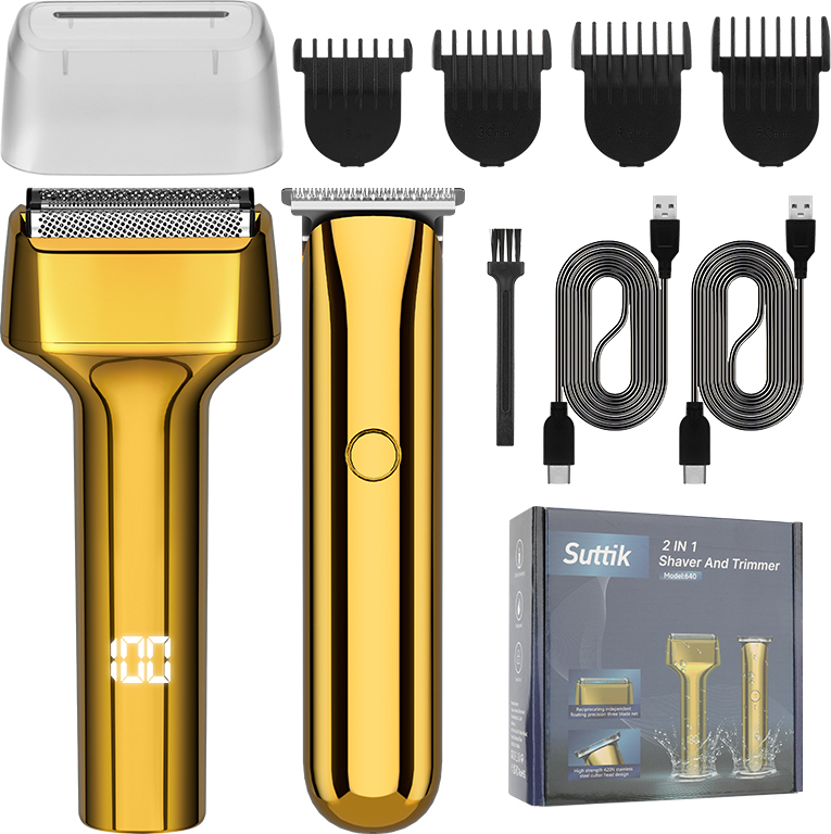 INF 2-in-1-Elektrorasierer und Haarschneider mit Hin- und Herbewegung Gold 380707