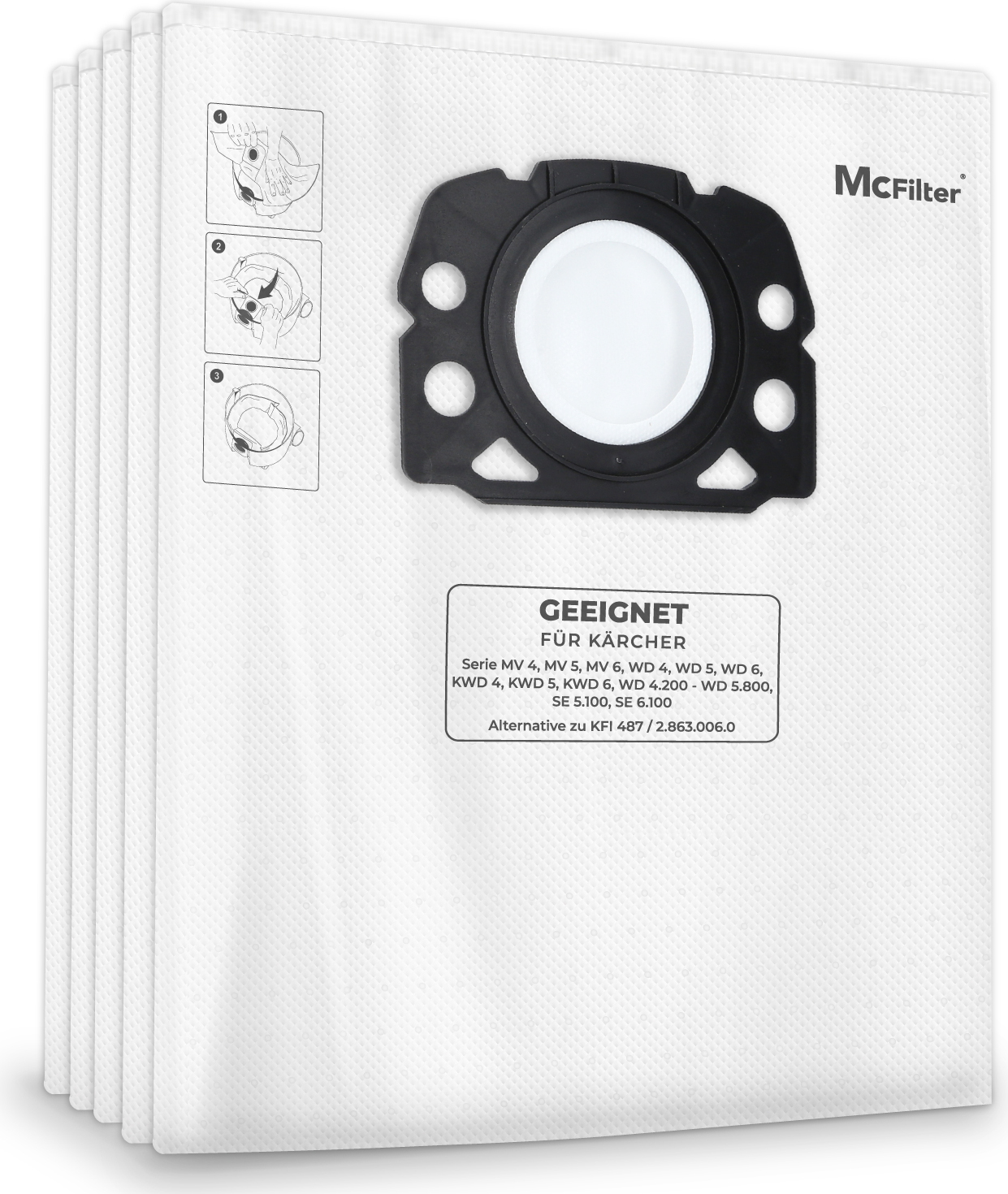 A. Patzig McFilter | 10 Staubsaugerbeutel geeignet für Kärcher WD4, WD5, WD6 P Premium, SE 5.100, SE 6.100, KWD4, KWD5, KWD6 ABID:177216216