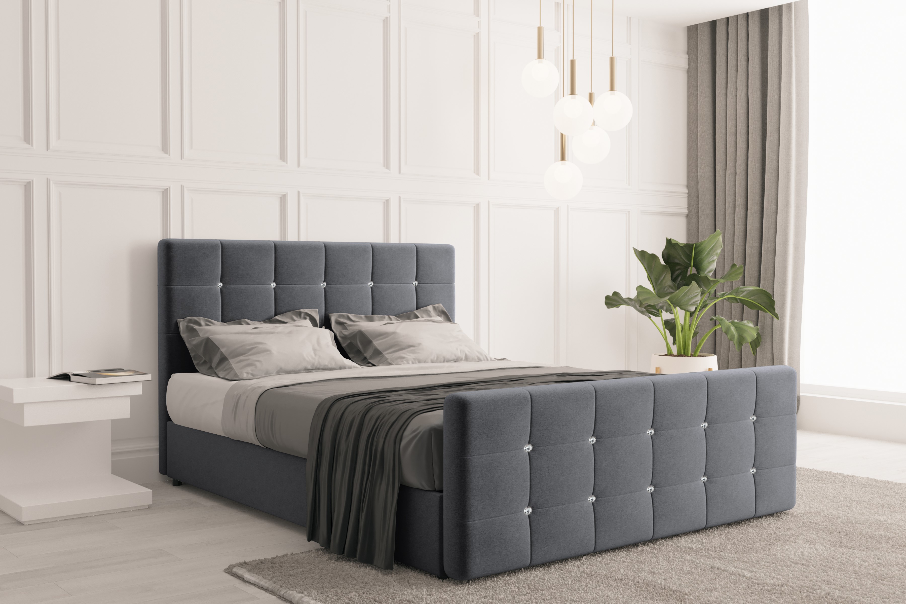 Skriňová posteľ s podnožou a matracom 180 cm x 200 cm, posteľ do spálne ROMA grafit