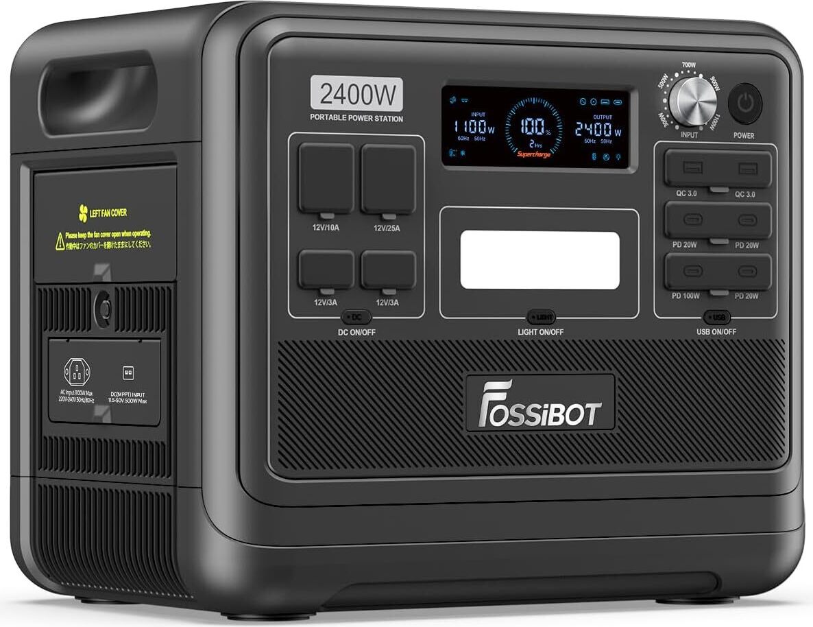 FOSSiBOT F2400 Powerstation 2048Wh Lifepo4, UPS Inverter Power Generator Prenosný solárny generátor 2400W (4800W Peak) 230V 3x AC výstupy
