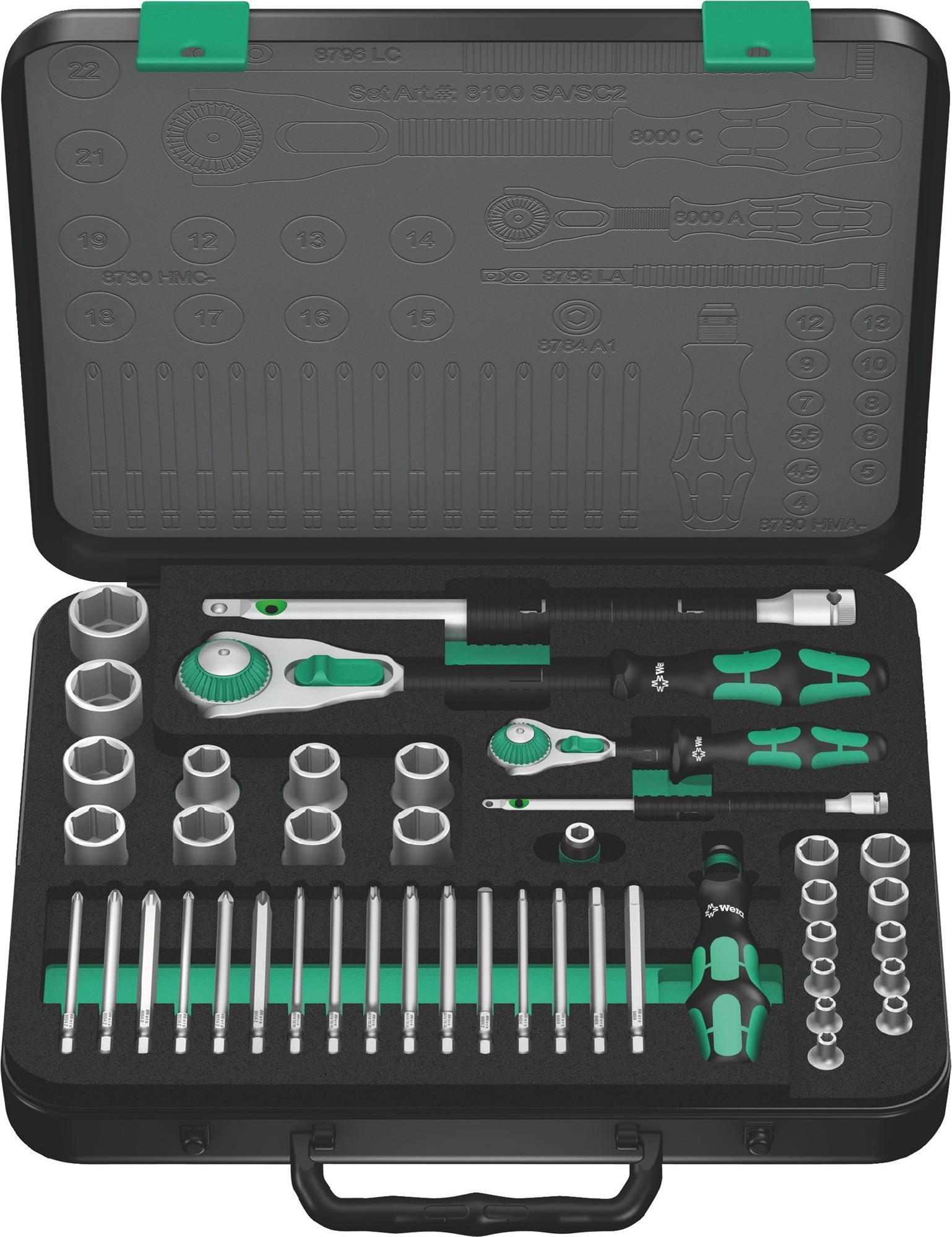 Wera Steckschlüsselsatz 3/8" Zyklop Speed 29tlg SW8-19+Bits,Tasche
