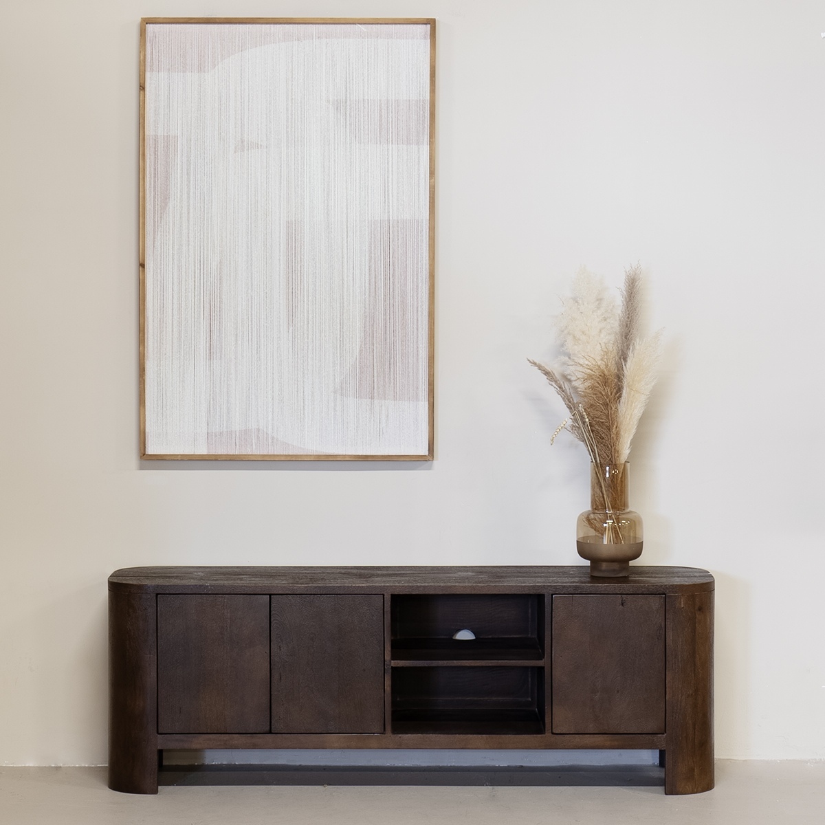 TV-Möbel Dunkelbraun - Mangoholz - 160cm - TV-Möbel Mitch - Giga Meubel