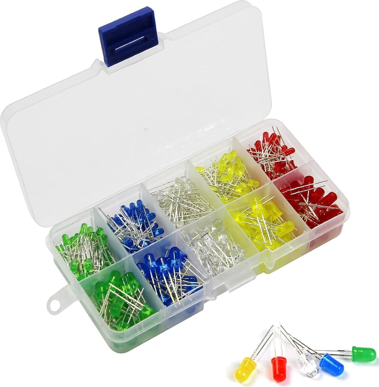 Zimtky 200 Stück LED Leuchtdiode, Led Leuchtdioden 3V, LED Dioden Sortiment Kit Rundkopf 2 Pin Diffuse LED Leuchtdioden Elektronikkomponenten mit 5 Farben (5mm und 3mm 200 Stück) Z250605B0DFYDSZRX