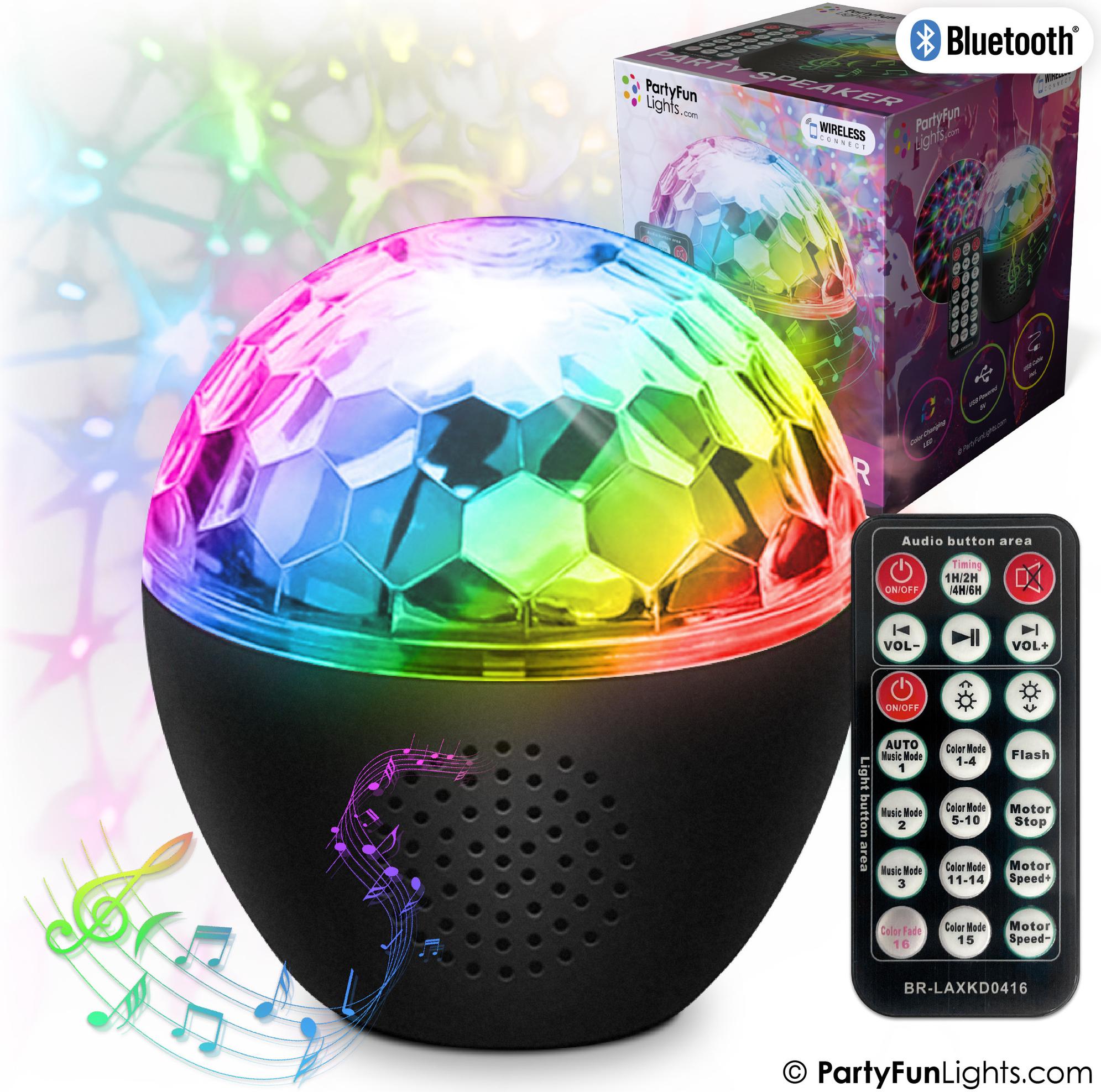 PartyFunLights Kabelloser Starlight-Party-Lautsprecher mit Projektor-Lichteffekten und Fernbedienung 86479