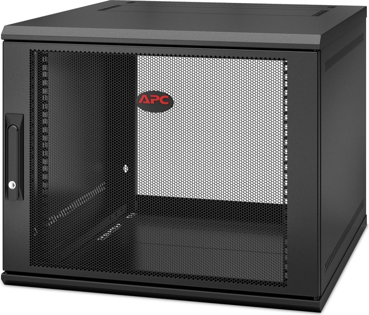 APC NetShelter WX AR109SH6, 9U, 19-Zoll-Patchschrank, Wandmontage, vormontiert, 600 mm tief, Wandmontiertes Regal, 9U, 90 kg, 16,7 kg, Schwarz