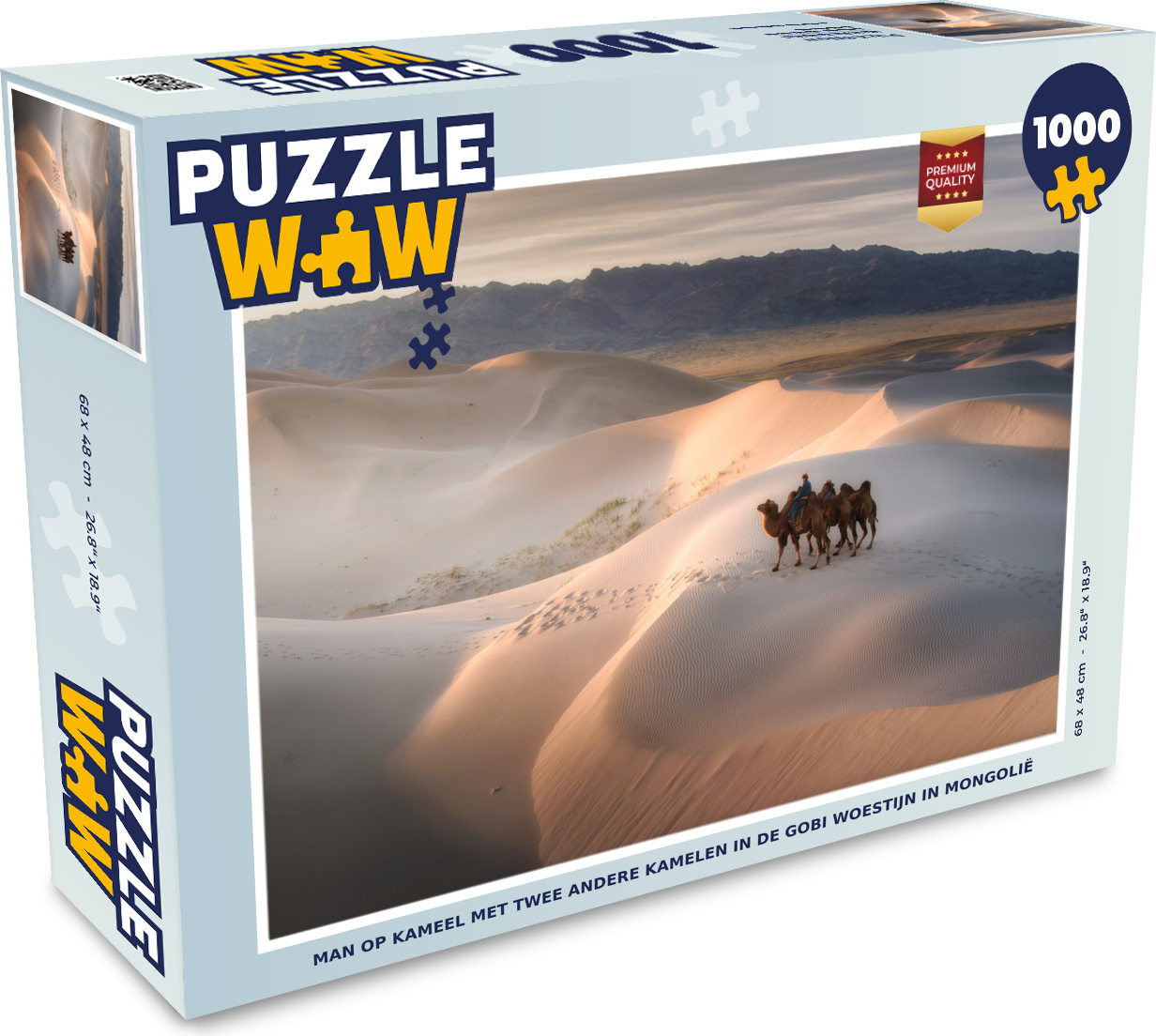 MuchoWow® Puzzle 1000 Teile Mann auf Kamel mit zwei anderen Kamelen in der Wüste Gobi, Mongolei - Erwachsene - Rätsel 136|69308140