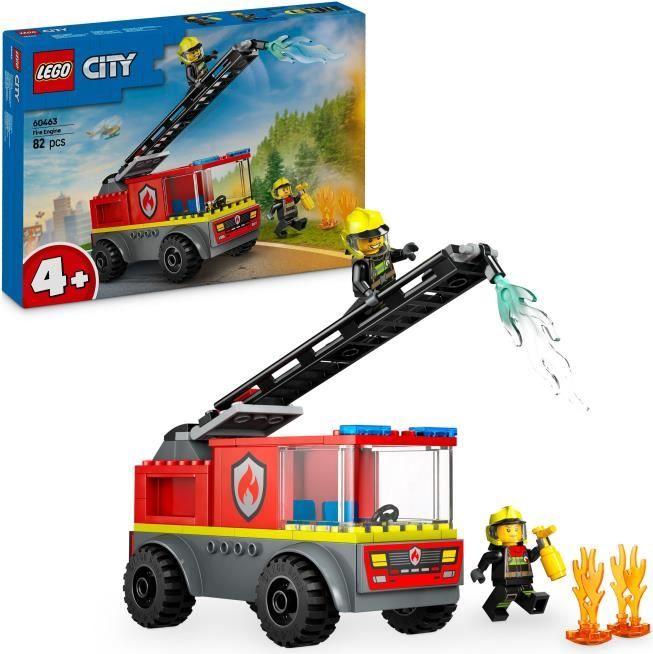 LEGO City Hasičské auto 60463 s teleskopickým rebríkom, 82 dielov, stavebnice pre deti od 4 rokov
