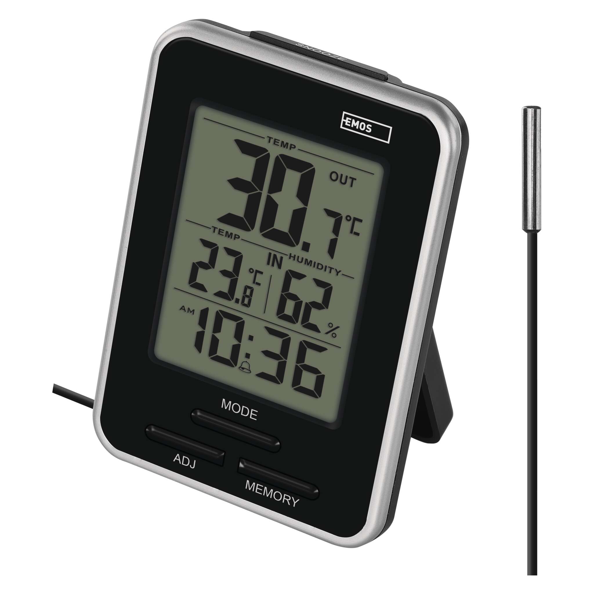 Einfaches Digitalthermometer mit Außenfühler, Thermometer Innen