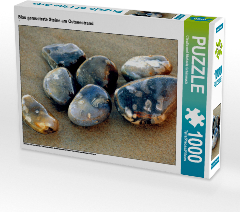 CALVENDO Puzzle Blau gemusterte Steine am Ostseestrand 1000 Teile Puzzle quer | 1000 Teile Lege-Größe 64x48cm Foto-Puzzle für glückliche Stunden