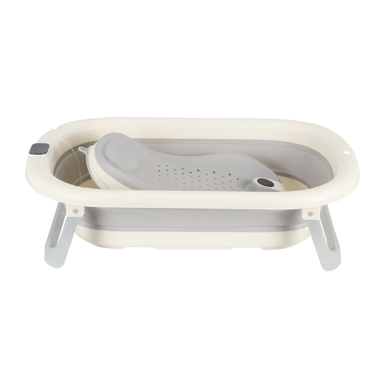 DazHom Faltbare Baby Badewanne,Babybadewanne mit Thermometer und Stützkissen Rutschfeste,Babywanne Badebecken Duschwanne für Kleinkinder 0-3 Jahre(Grau) 584462