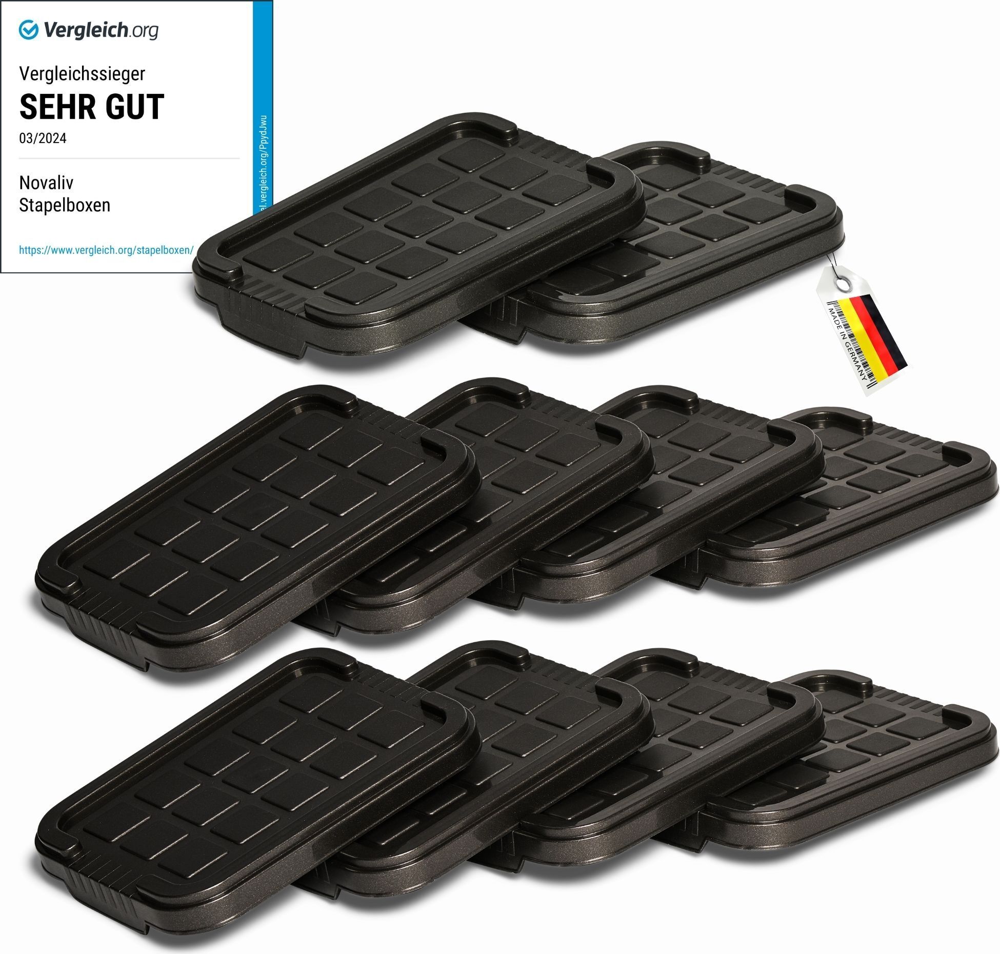 Novaliv 10x Ersatzdeckel für Novaliv 2 Liter mit Clipverschluss 19x14 cm Antrazit