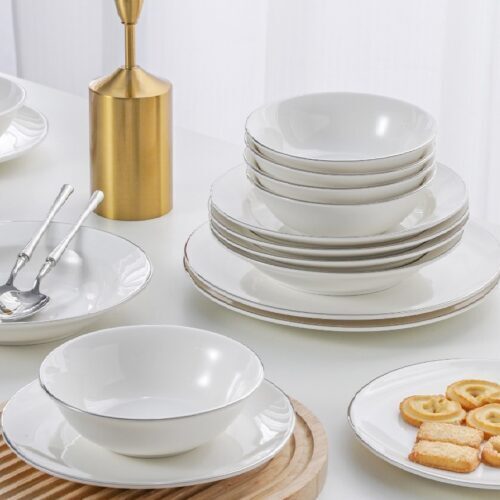 Mulex Geschirrset Mira 24-tlg. Silberrand 902015