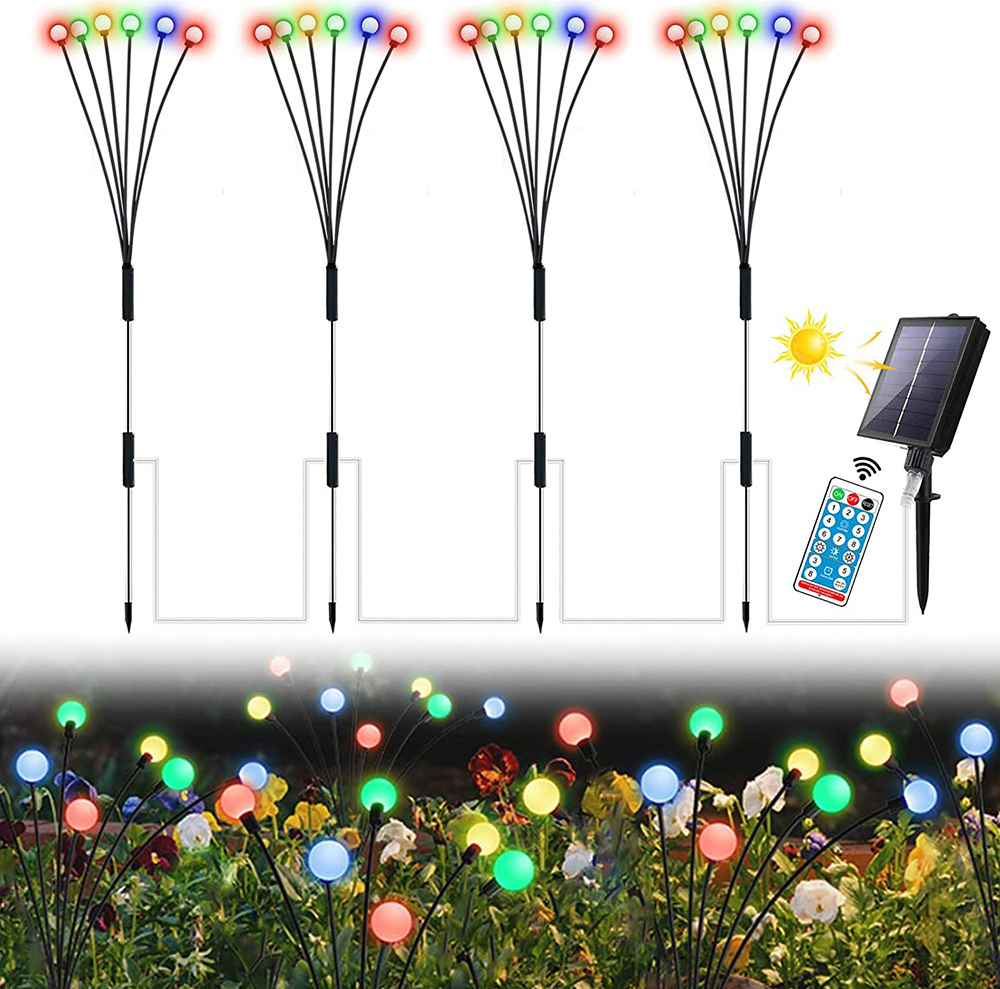 Luci Solari Giardino A Forma Di Lucciola – 8 Pezzi Con 64 LED, Impermeabili IP65, Ondeggiano Al Vento, Per Esterno - 3