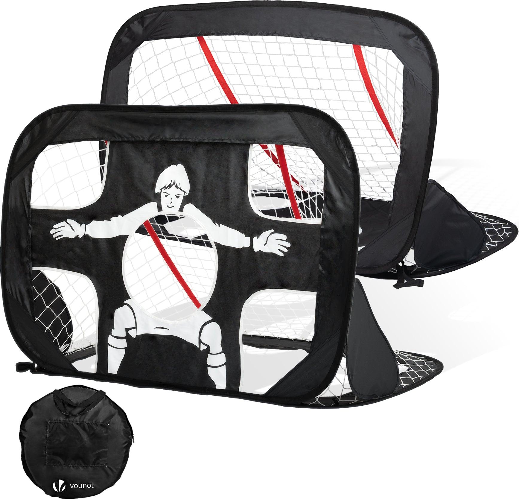 VOUNOT® Fußballtor für Kinder 2er Set, Klappbares 2 in 1 Pop Up Tor (120 x 80 cm)