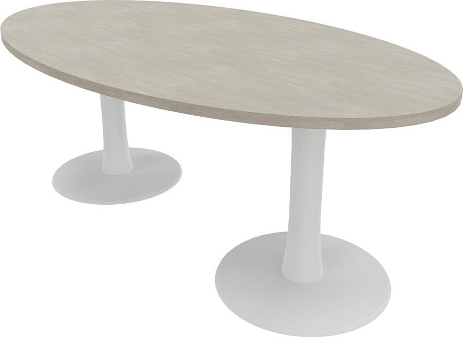 Quadrifoglio Konferenztisch Idea+ beton oval, Säulenfuß weiß, 200,0 x 110,0 x 74,0 cm Image