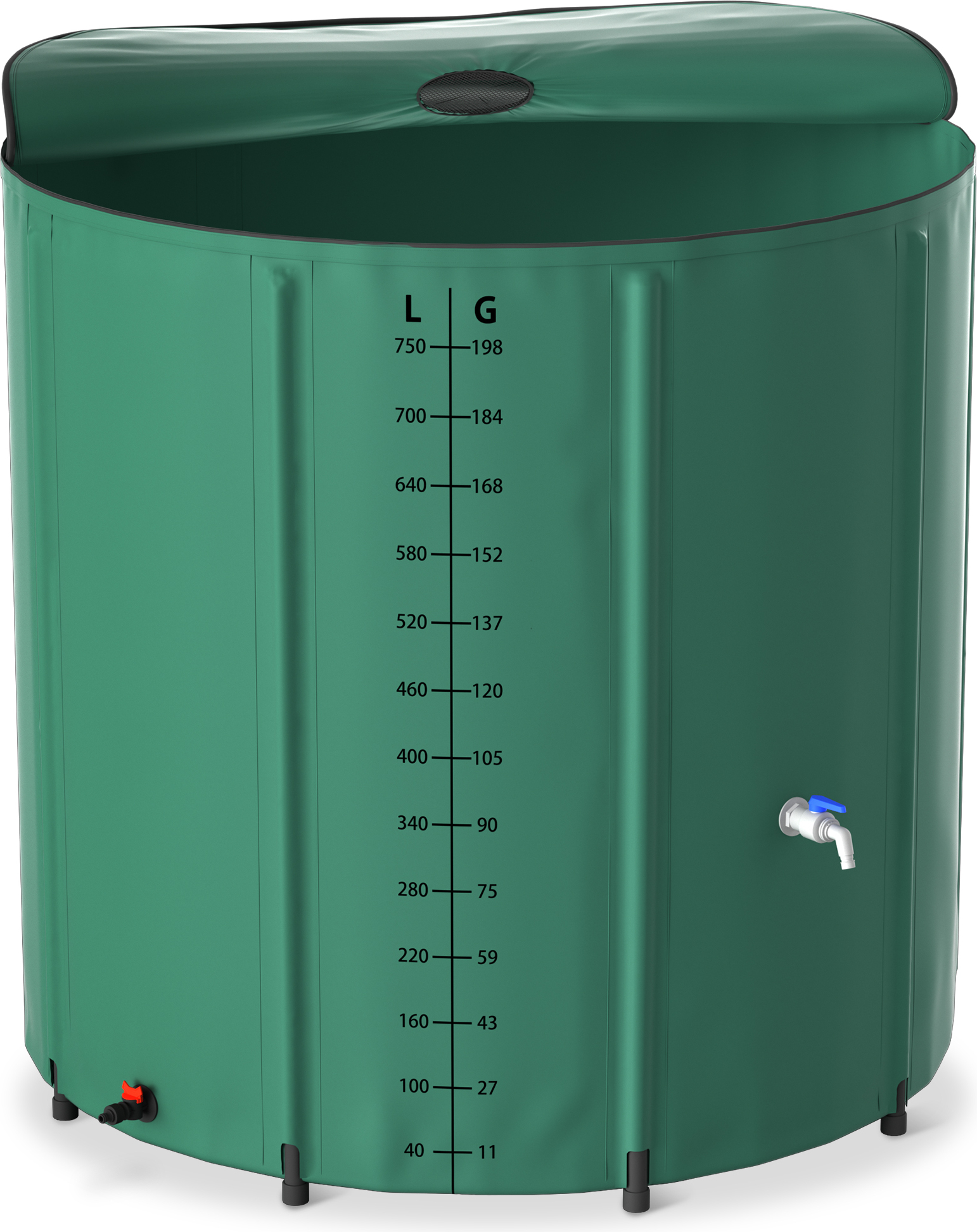 Sessamen-LP Regentonne 750L Regenwassertank Faltbare Wassertank für Regenfass Regenwassertonne Regenfass Regenwassersammler mit Ablassventil Regentank (Grün)