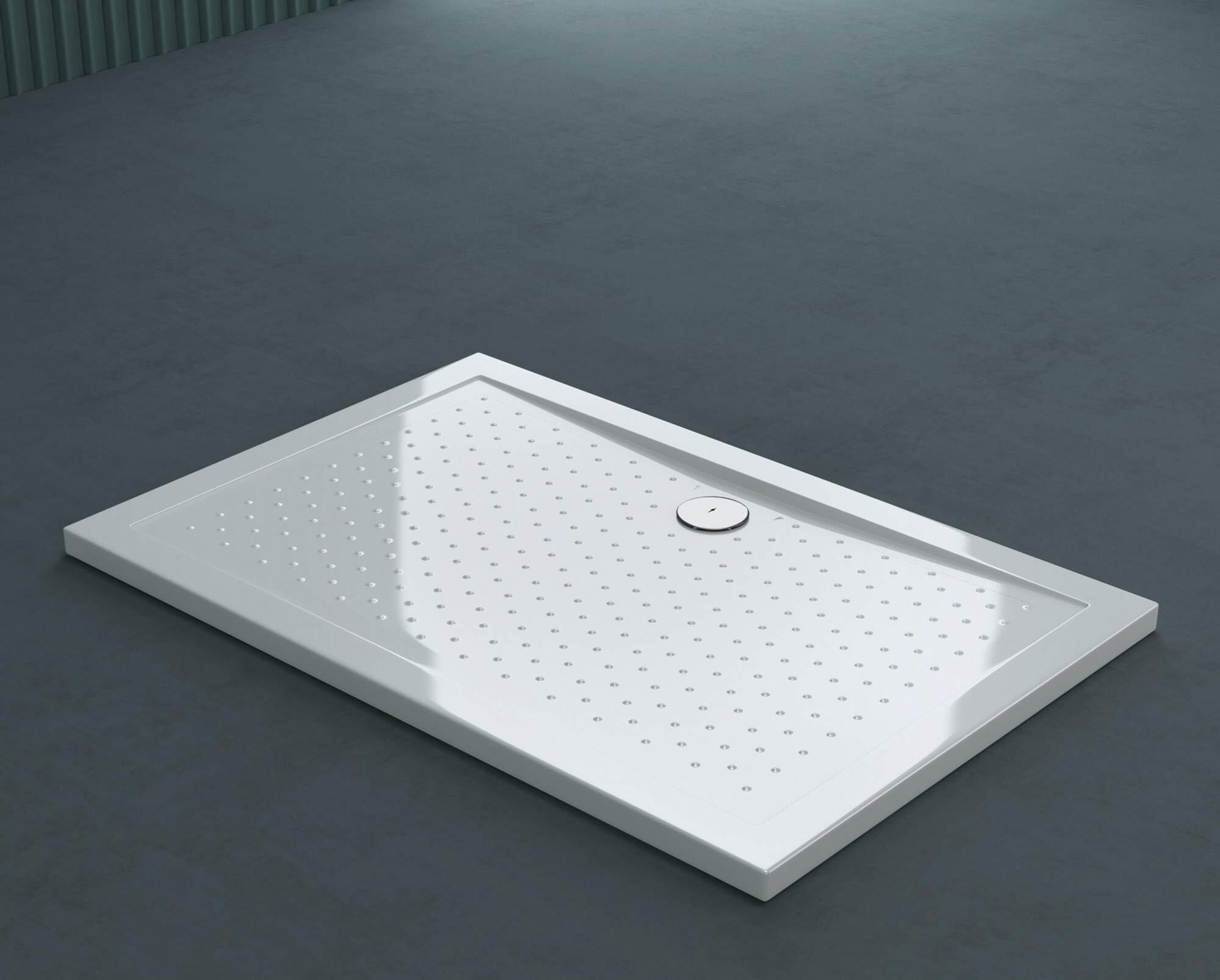 Piatto Doccia Rettangolare 90x140x5 Cm In Pietra Artificiale Bianco Geoma08W - D O P O R R O