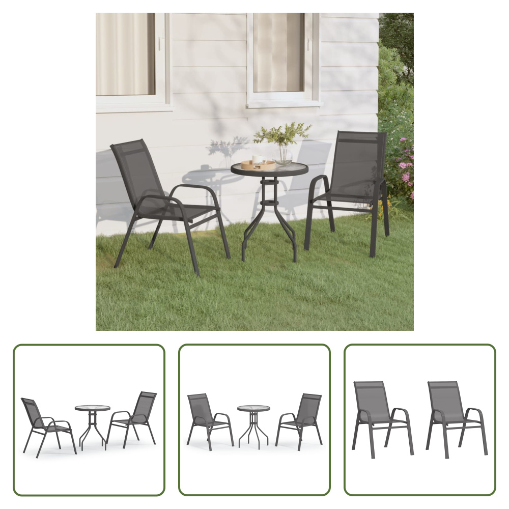 The Living Store 3 ks. Záhradný bistro set sivý