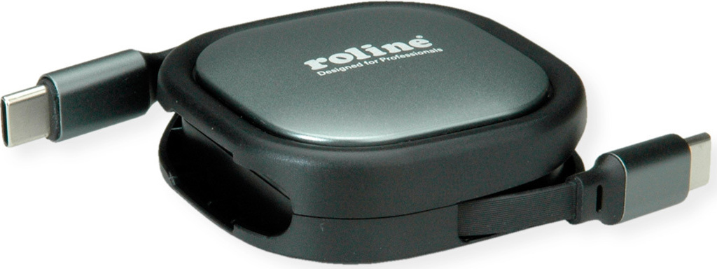 ROLINE USB 2.0 Aufrollbares Kabel, C-C ST/ST, schwarz, 1,2 m 11.02.8420