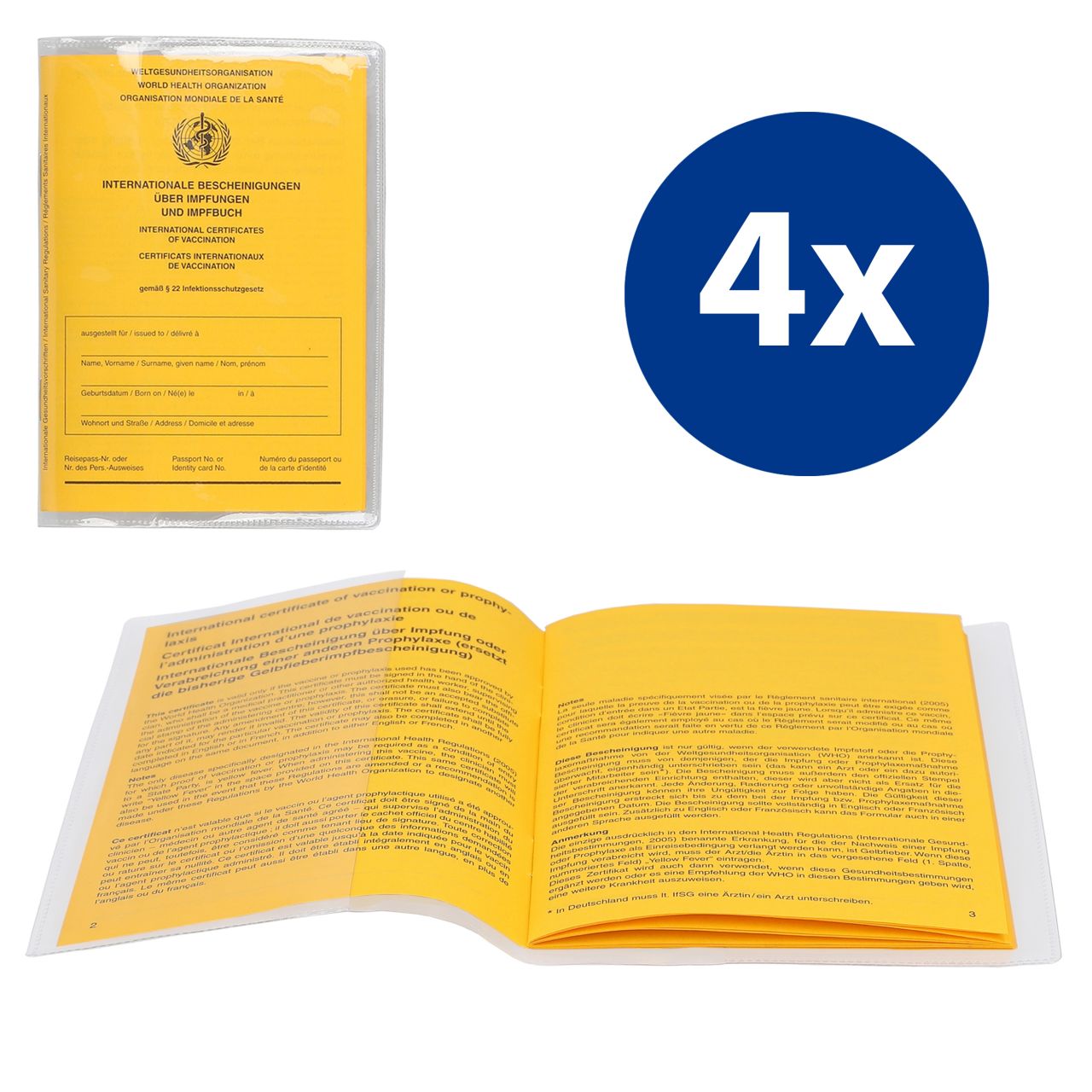 mumbi 4x Impfpass Hülle Schutzhülle Impfpasshülle für Impfausweis Schutz Tasche, Impfausweishüllen transparent MUMBI_31676