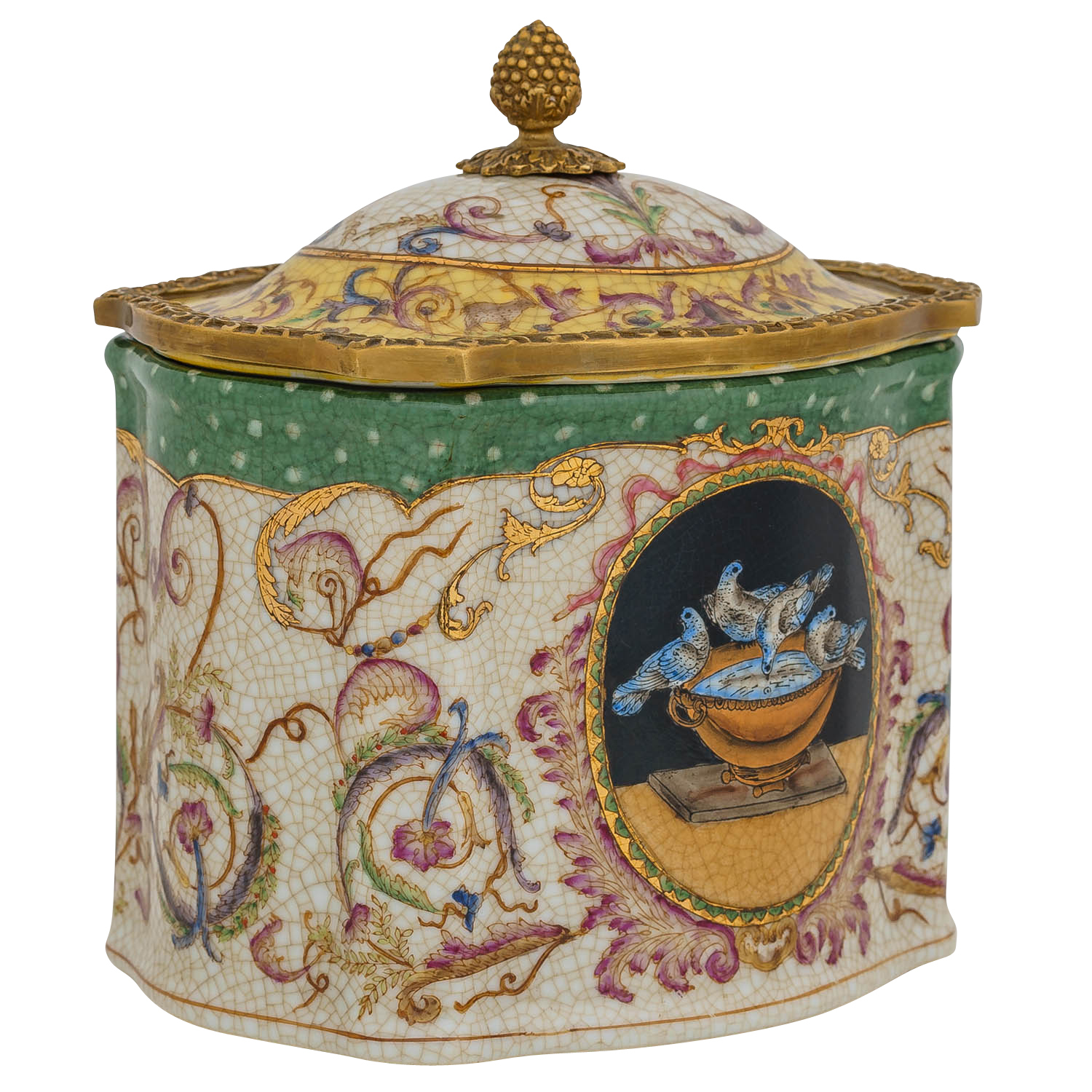 Aubaho Porzellan Schatulle Schmuckschatulle Porzellanbox Dose Vögel Antik-Stil 18cm