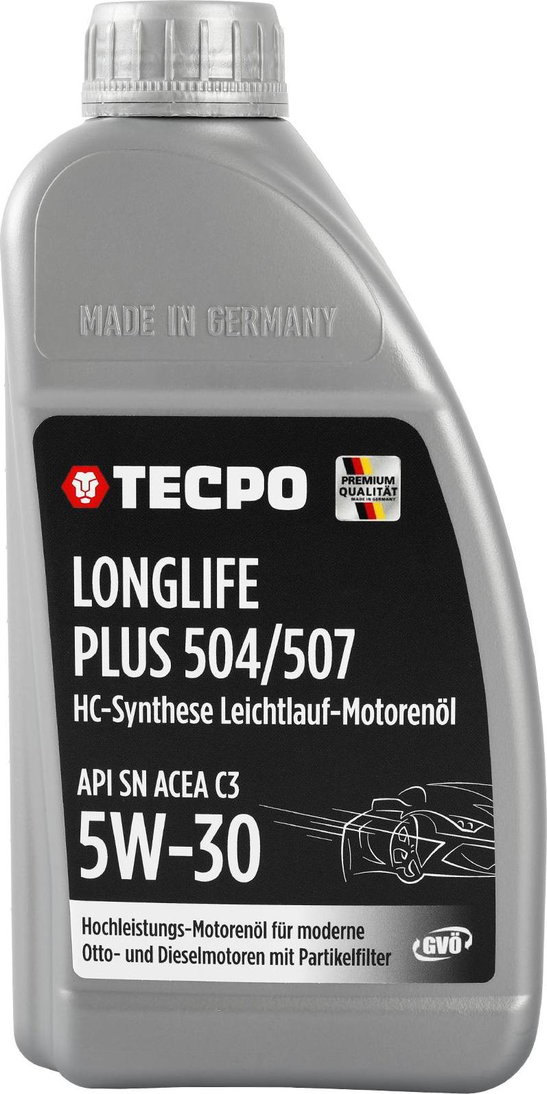 TECPO Motoröl 1 Liter 5W-30 LONGLIFE Plus HC Synthese ACEA C3 API SN / 504/507 / MB 229.31 229.51 / LL-04 C30 300200-1