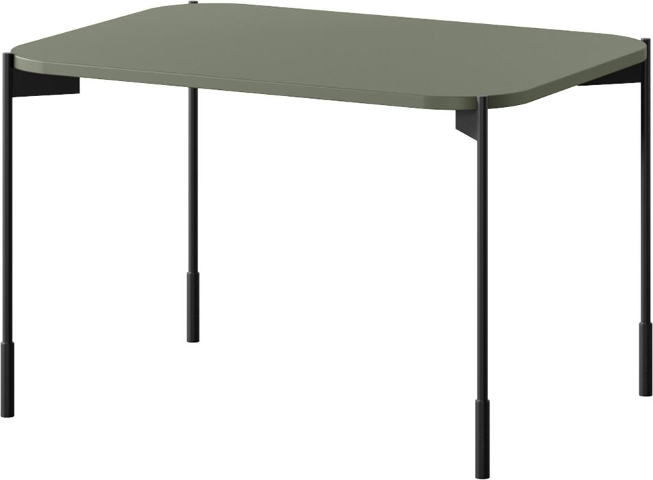 Wohnzimmer-Couchtisch mit 70 cm Breite in grün matt, Tischbeine Metall schwarz - SPLIT-141