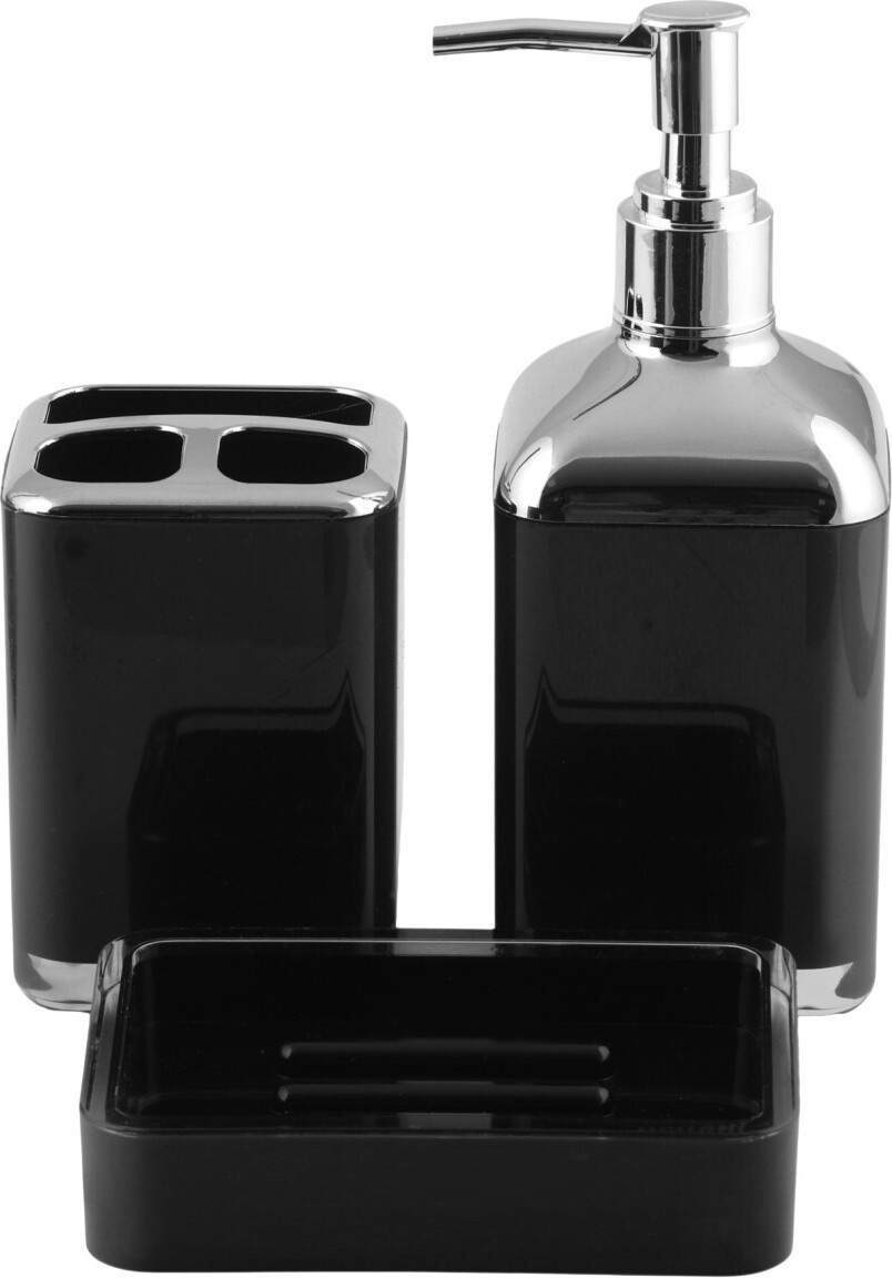 INNY Badezimmerset Schwarz Chrom 3 el Berretti