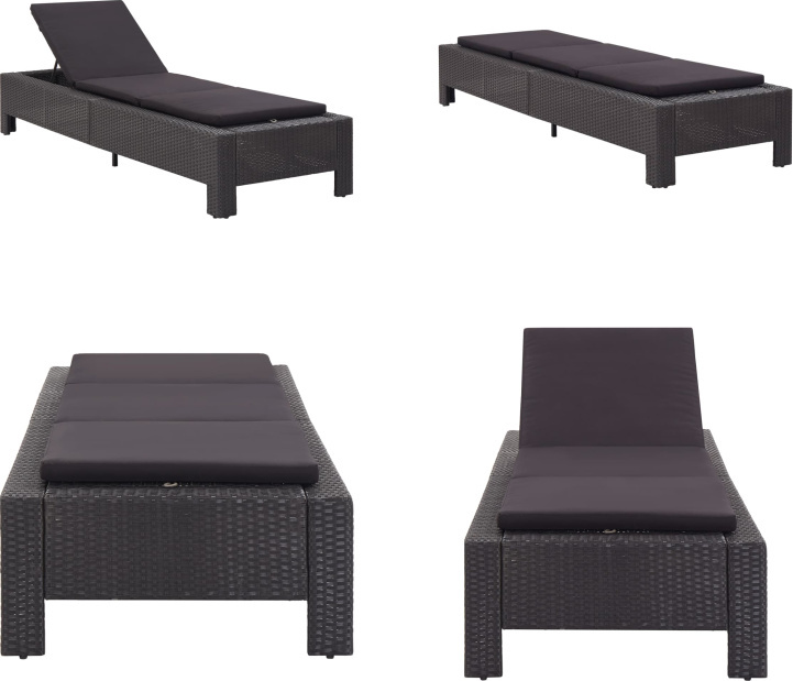 vidaXL Lehátko s vankúšom z čierneho polyratanu - Lehátko - Lehátka - Záhradné ležadlá - Záhradné ležadlá