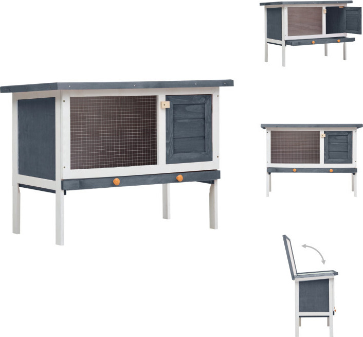 vidaXL Kaninchenstall 1 Ebene Grau Holz - Lebensräume & Gehege für Kleintiere TLS170828