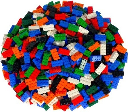 LEGO® 2x4 kocky zmiešané farebné - 3001 NOVINKA! Množstvo 250x