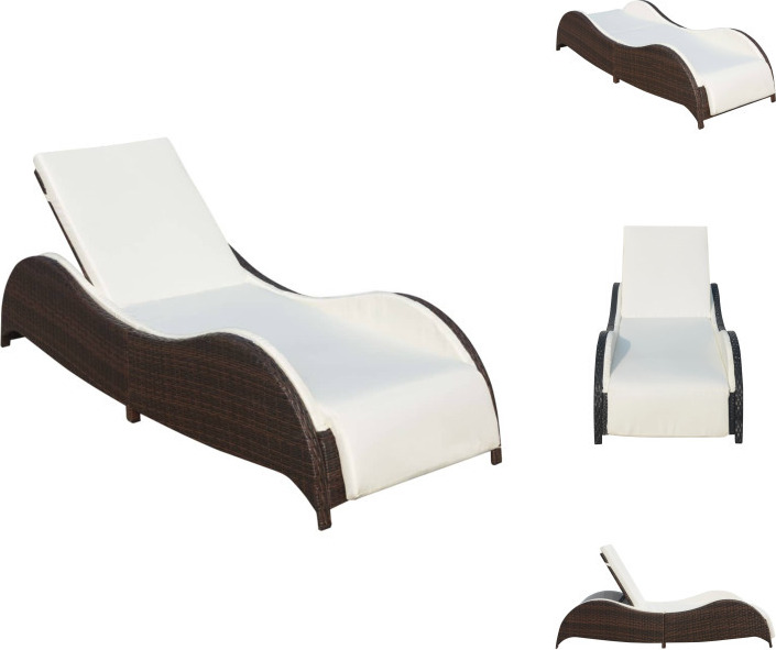 vidaXL Lehátko s čalúneným vankúšom poly ratan hnedé - Lehátka