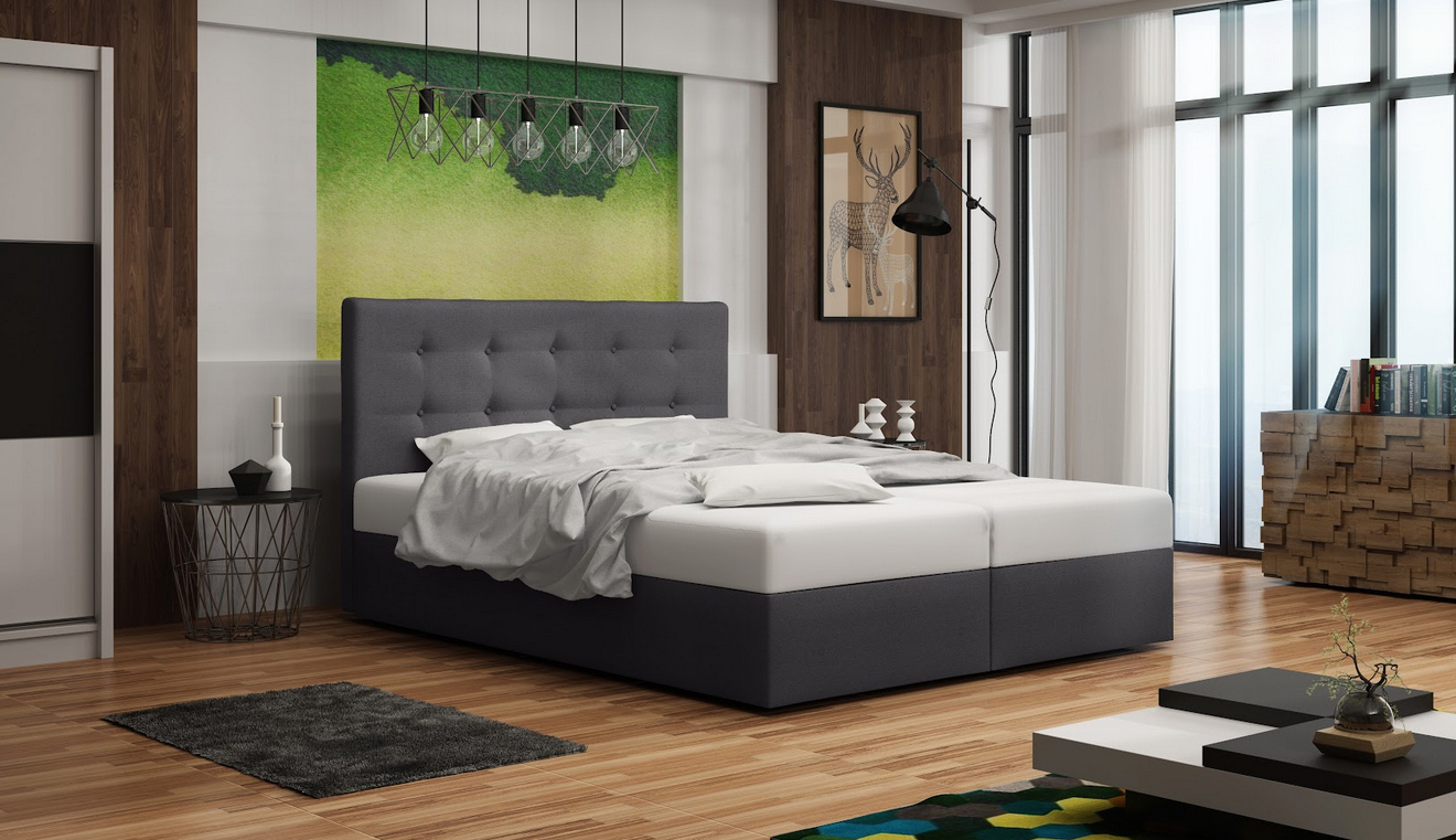 Čalúnená posteľ s úložným priestorom DELILAH 1 COMFORT - 180x200, šedá
