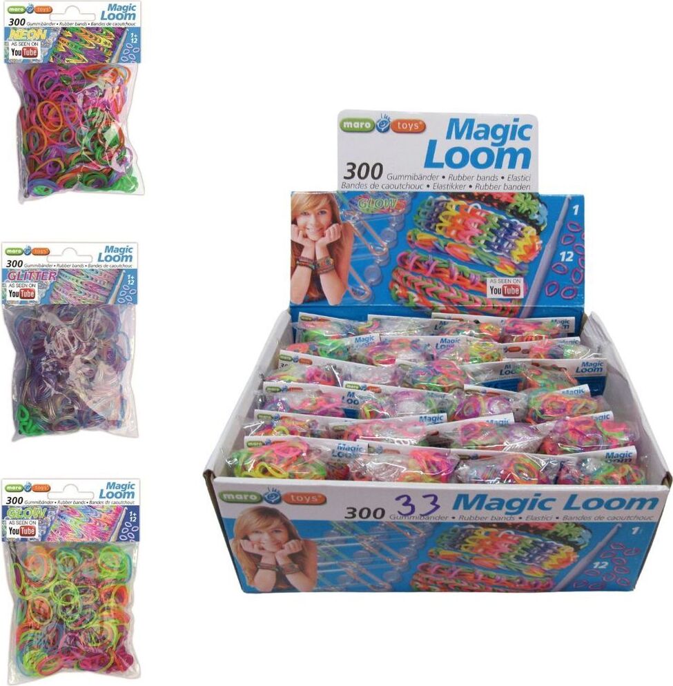 maro-toys 900 Bänder Magic Loom Bands Gummibänder Armband Band Motiv Glitter Glow Neon NEW-4761