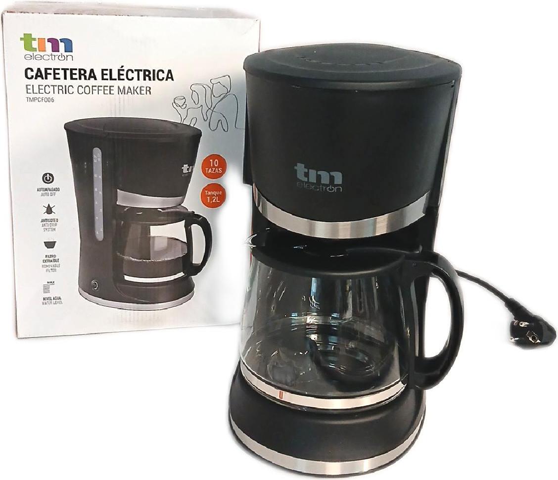 TM Electron TMPCF006, Kávovar, 1,2 L, Mletá káva, 800 W, Čierna