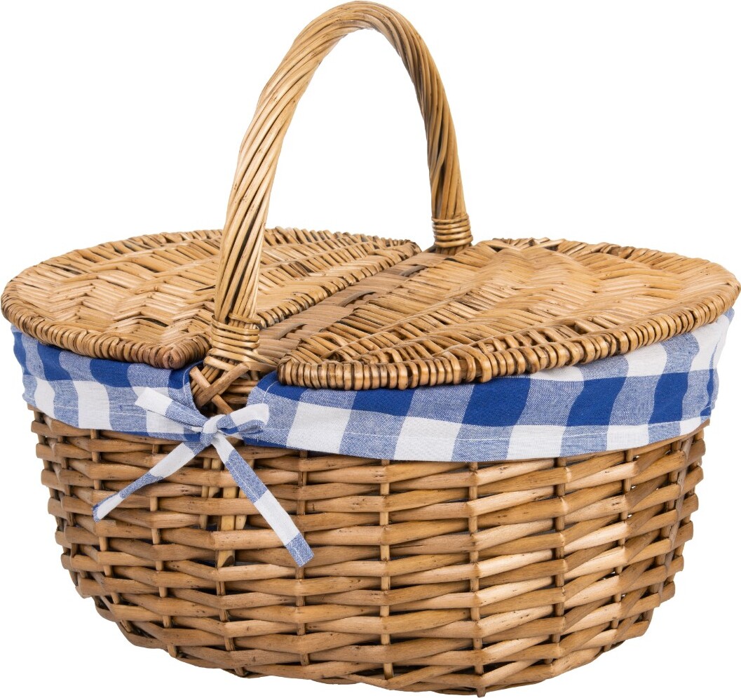 Spod Igly i Nitki. Picknickkorb Weide Picknickkorb Gross Stark Navy Blau Mit Griff