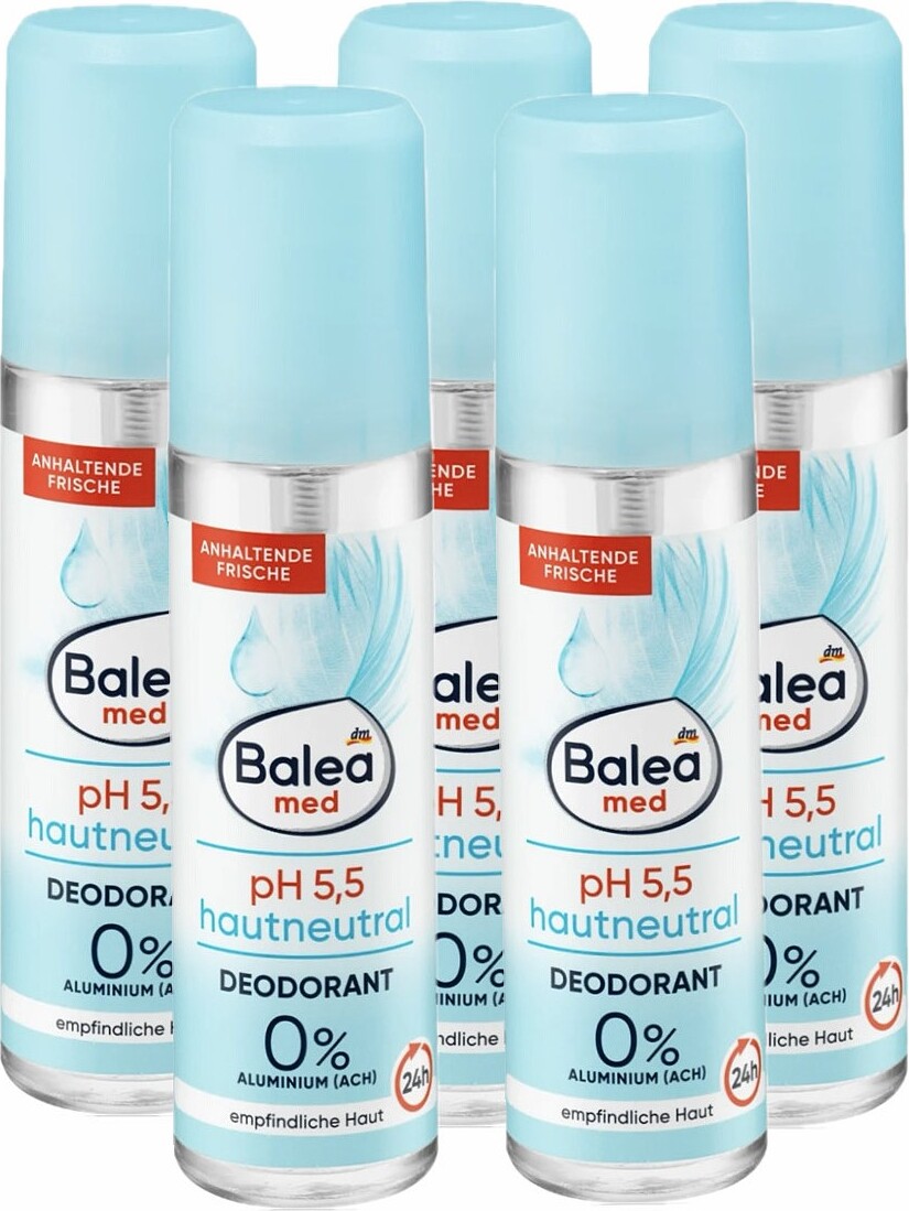 Dm-Drogeri markt 5 x Balea MED - Deo-Zerstäuber / Deodorant pH 5,5 Hautneutral (5 x 75 ml) bm-6057-5x