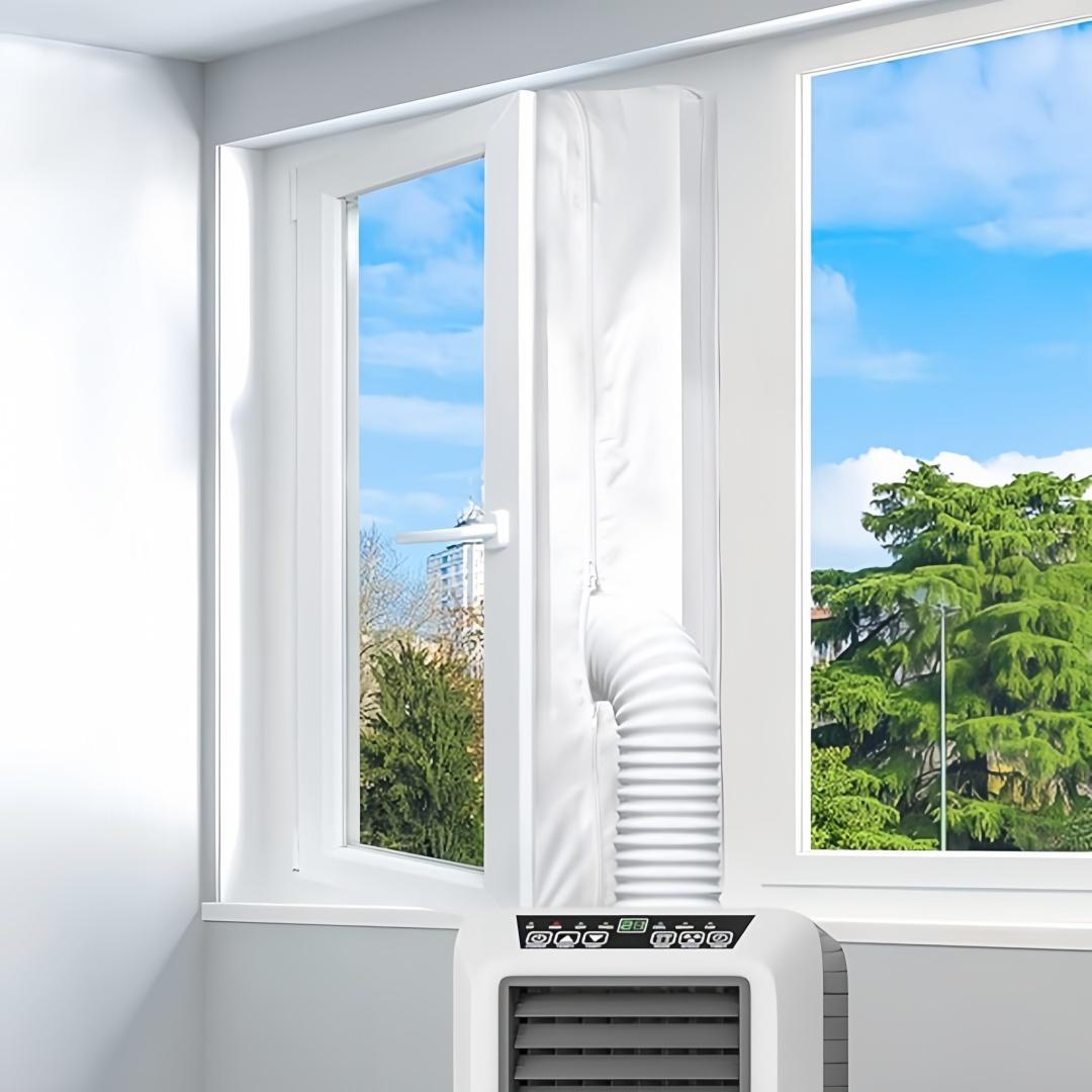 VHV 300 cm Fensterabdichtung für mobile Klimaanlagen,Wäschetrockner, Ablufttrockner, Kein Bohren, Hitzeschutz, für Fenster & Dachfenster, Weiß