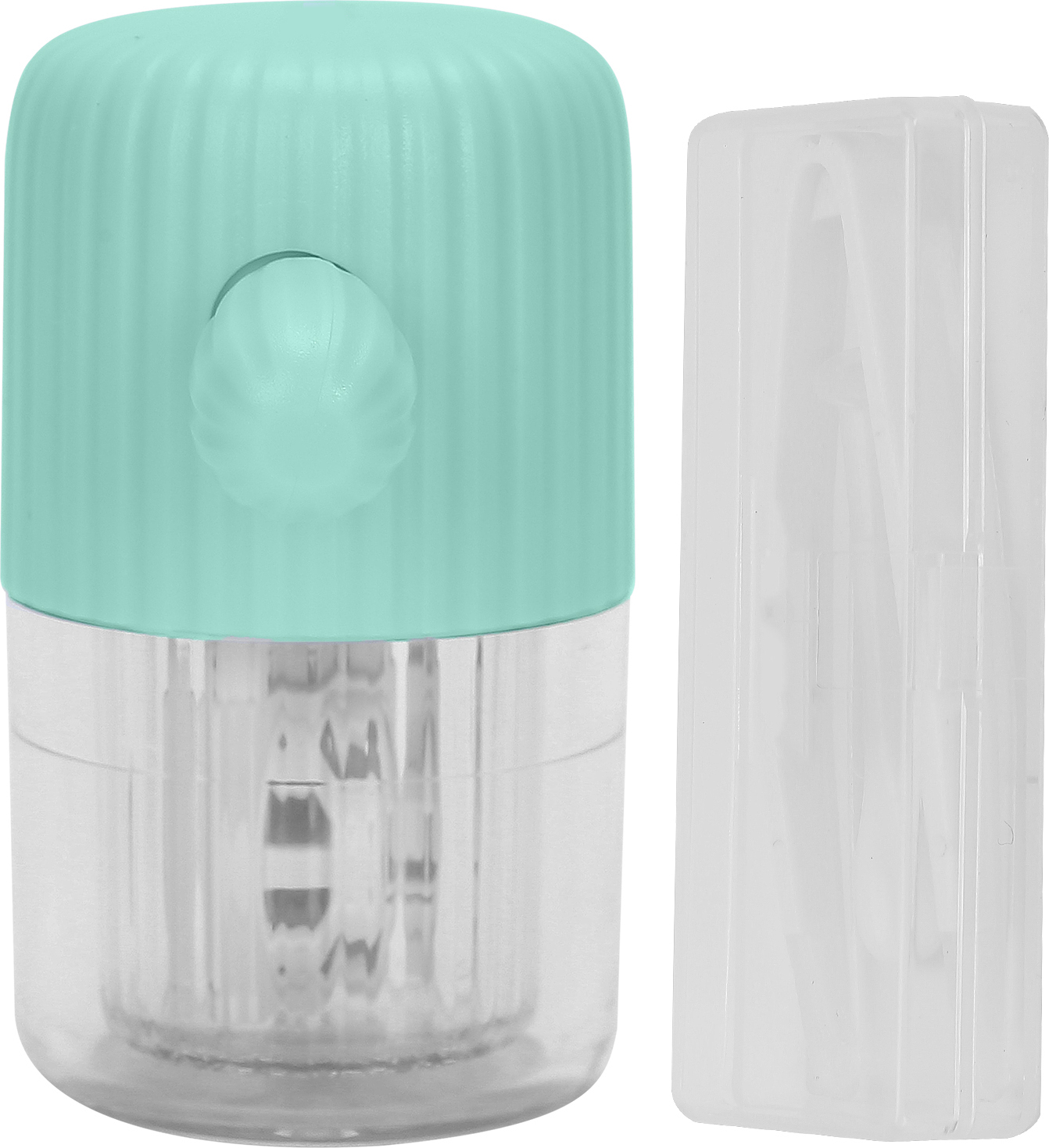 TWO TREES Tragbarer Kontaktlinsenreiniger, manuelle Linsenreinigungsbox, drehbar, niedliches Reinigungsgerät, Grün