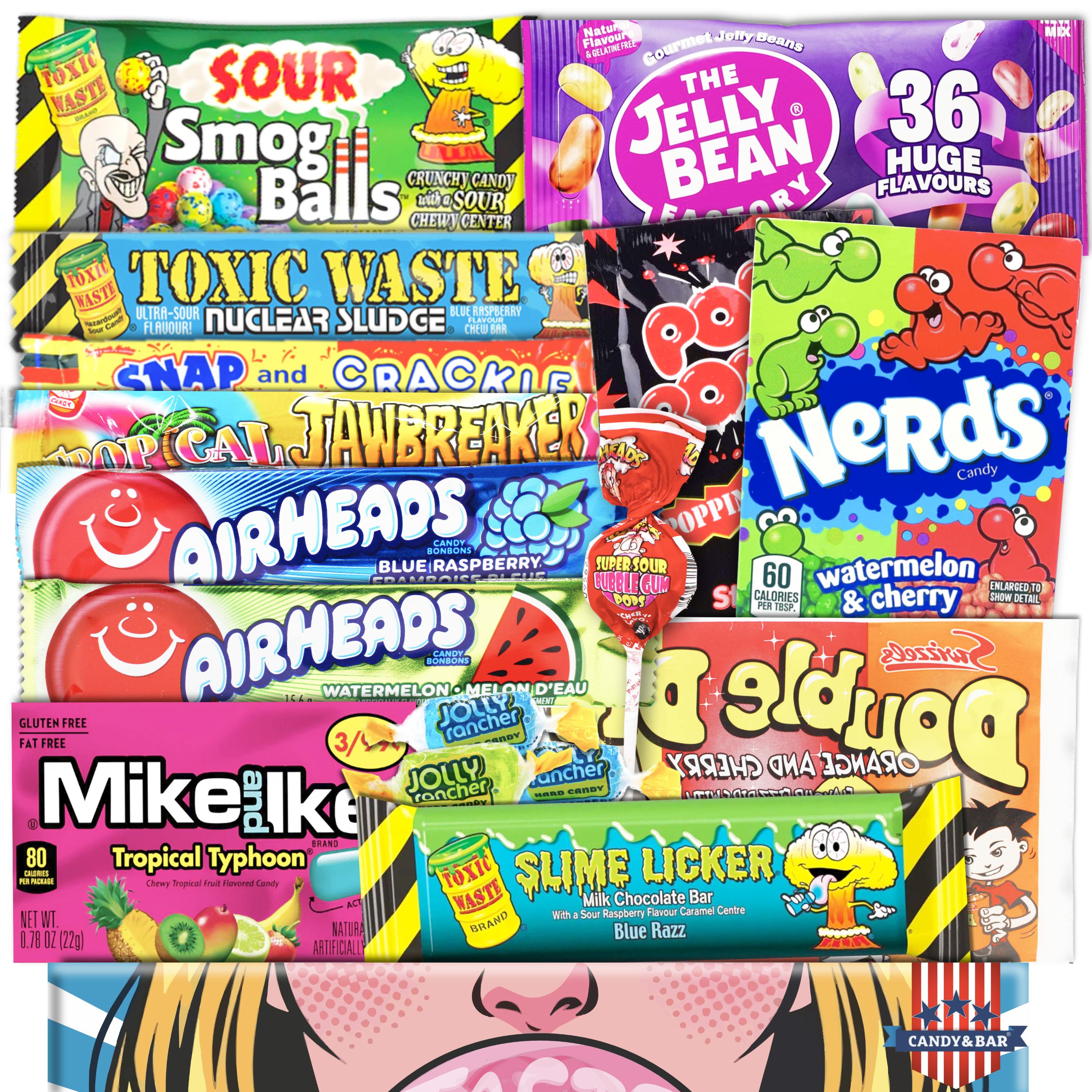 Candy & Bar Amerikanische Süßigkeiten Box | USA American Candy Box | USA Import | Geschenkbox zum Geburtstag | Süße Überraschung | Urlaubs Sweets | Candymix | Can