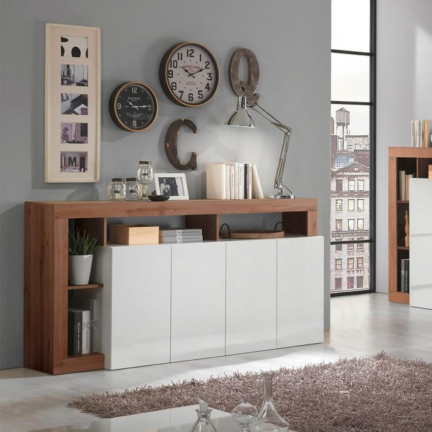 LC Mobili Moderne Küchenkredenz 4 Türen 184cm glänzend weiß Holz Cadiz MR 209030-08MR-LCMITALY
