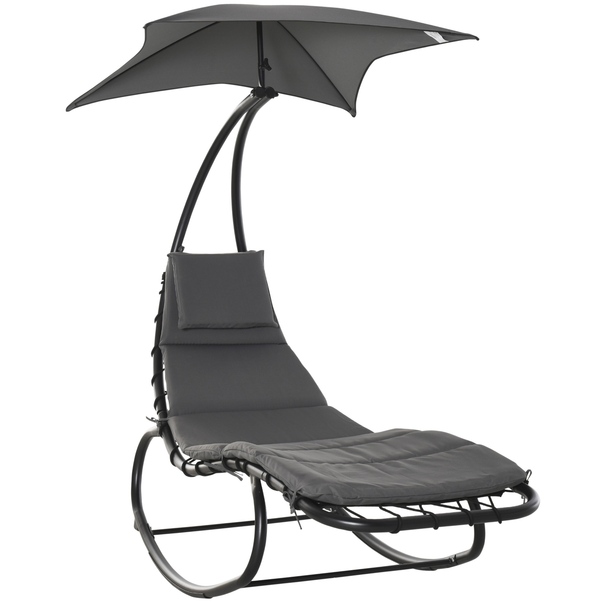 Outsunny Hojdacie lehátko Hojdacie kreslo Relax Lounger so strešnou záhradou Tmavo šedá