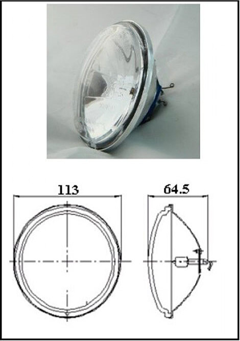 4U-Onlinehandel Fernscheinwerfer 4-1/2" Einsatz, mit H3-55W, Streuglas, d=113 x T 64 mm, E- 2.018.111