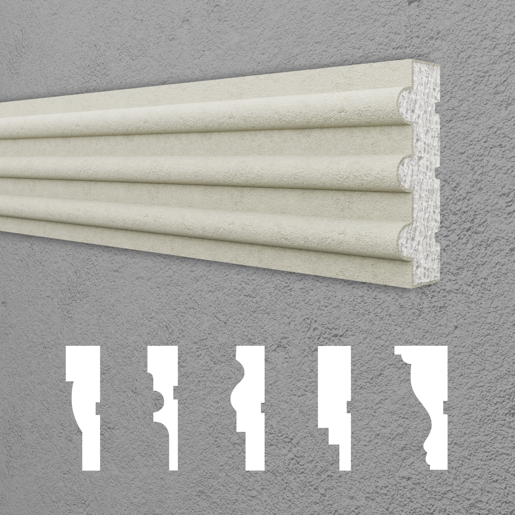 HEXIM Fassadenprofile Gesimsprofile Aussenfassade Fassadenstuck Fassadenelemente Fassade verkleiden Außenstuck - (DML-97, 50 x 150 mm, 16 Meter / 8 Profile) 93527