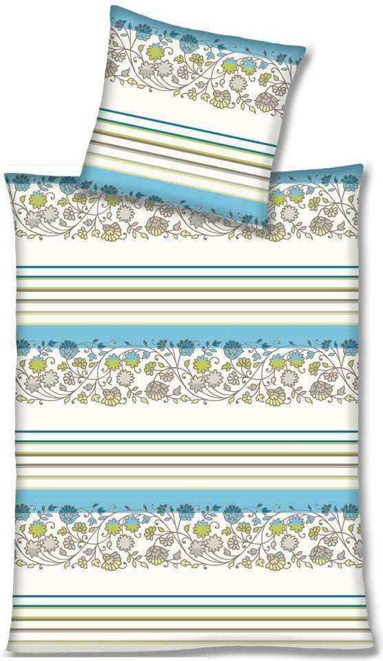 Hausmarke Magita Microfaser Bettwäsche Blau Weiß Blumen 135x200 cm + 80x80 cm 141013-035.135x200