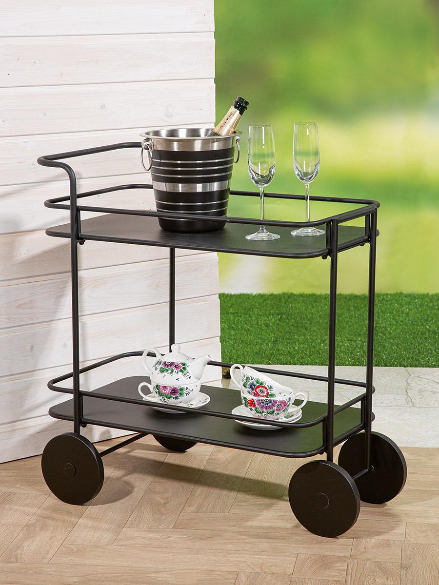 Gilde Servierwagen, "Servizio", Metall, schwarz, VE 1, L. 43 cm, B. 75 cm, H. 73 cm 74012 4063387740125